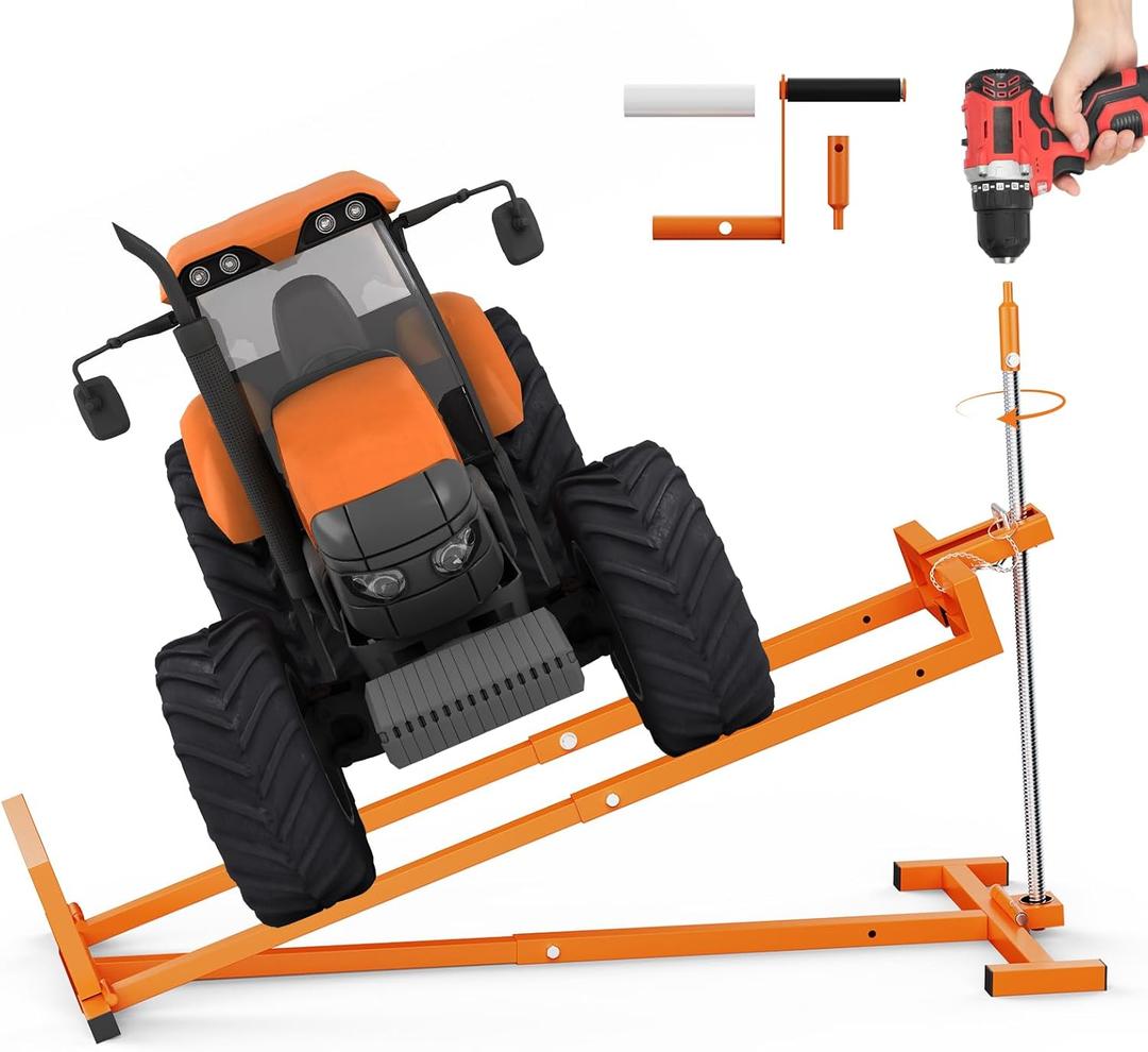 Lawn Mower Jack Lift, Upgraded Lawn Tractor Lift with 1000 lb Weight Capacity, Retractable Riding Mower Lift Installation is Simple. Easy to Store (High Carbon Steel)