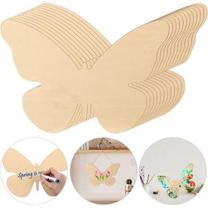 Anglechic 12 Pack 12 Inch Wooden Butterflies for Crafts Blank Wood Butterfly Cutouts Unfinished Slices Butterflies Ornaments Wooden Things to Paint Door Hanger Decor for Spring Farmhouse Decor