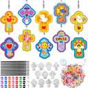 30 Set Cross Suncatchers Craft Kit Religious DIY Suncatchers Make Your Own Christian Cross Paint Sun Catchers Ornaments for Religious Sunday Vbs Craft Activities
