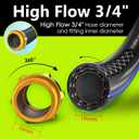 3/4 IN. 25FT. Heavy Duty Hybrid Rubber Garden Hose, High Flow 3/4" I.D. No Memory Durable Heavy Duty Water Hose for Watering, Irrigation, Water Transfer Pump