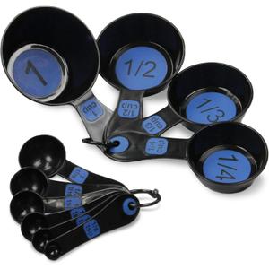 Chef Craft Easy to Read Plastic, Measuring Cup Set, 10 piece set, Blue