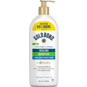 Gold Bond Healing Sensitive Daily Body & Face Lotion with Aloe Moisturizes, Heals & Soothes Dry, Sensitive Skin, Value Size, 21 oz.