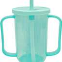 Adult Sippy Cups for Elderly 12oz Sippy Cup with 2 Handles No Spill Cups for Adults Straw Cups Dysphagia Cups for Disabled Patients (Green)