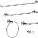 Franklin Brass Wake 5-Piece Bathroom Set Polished Chrome 18, 24 in. Towel Bar Racks, Toilet Paper Holder, Ring, Hook| Fixtures | Accessories WAK65-PC