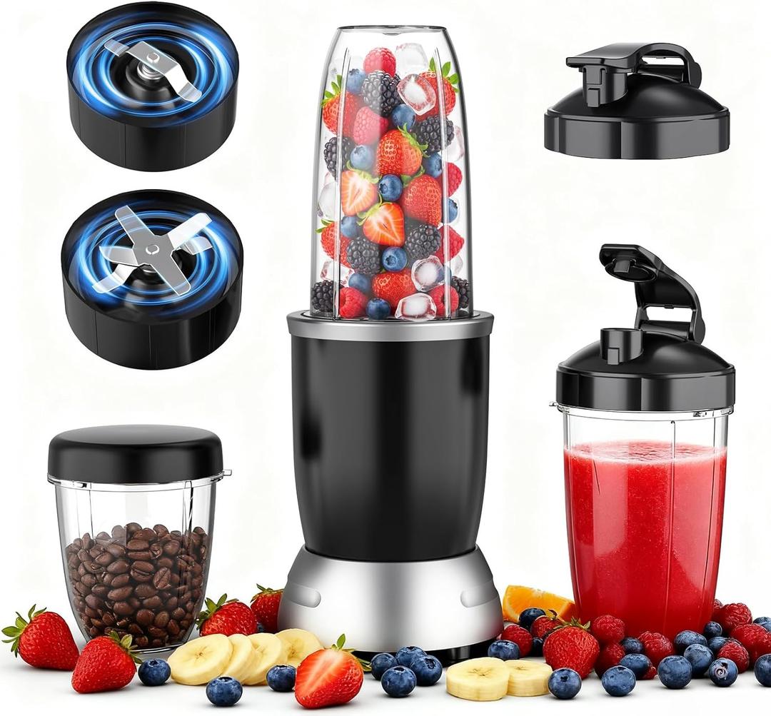 Countertop Blenders for Kitchen 25000RPM Personal Blender for Shakes and Smoothies with 37oz 32oz 23oz Portable Cups, Smoothie Blender for Ice Crushing, Frozen Drinks, Milkshake, Juice, Nuts
