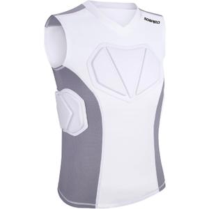Soared Youth Baseball Chest Protector - High-Density XPE Foam, Padded Compression Shirt for Softball Football Lacrosse (Large, White)