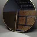Round Mirror 29 Gold Wall Mounted Circle Mirrors Vanity Mirror with Brushed Aluminum Alloy Frame Modern Decoration for Bathroom, Living Room, Vanity, Bedroom, Entryway