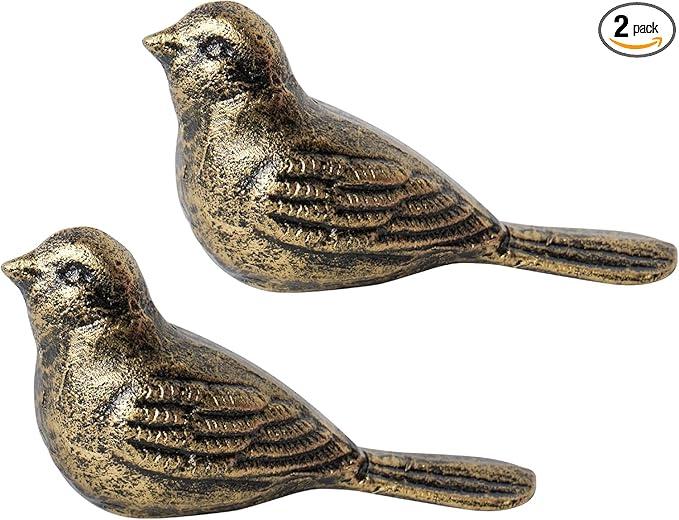 Notakia Cast Iron Bird Heavy Duty Door Stopper Avoid Drilling Holes with Handle Metal Antique Decorative Vintage Rustic Door Stopper for Office, Home, Bedroom and Exterior Doors (2Pcs Bronze Birds)