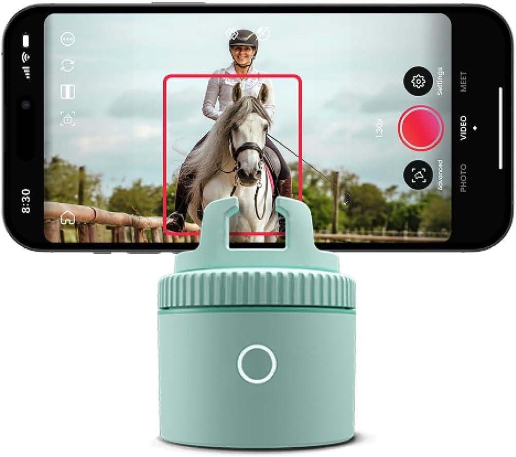 Pivo Equestrian Lite Pack Auto Horse, Face and Body Tracking, Ai-Powered 360 Rotation Smartphone Holder, Equine Coaching, Auto Zoom Handsfree Photo & Video Recording (Green)
