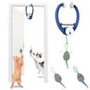 Cat Toys, Hanging Automatic Interactive Cat Toy, Colorful Bouncing Mice, Extra Long Elastic Rope, Motion Activated Rechargeable Cat Feathers Toys, Interactive Cat Toys for Indoor Cats Dark Blue