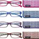 Madison Avenue 4 Pack Multicolor Blue Light Blocking Reading Glasses for Women Spring Hinge +2.25