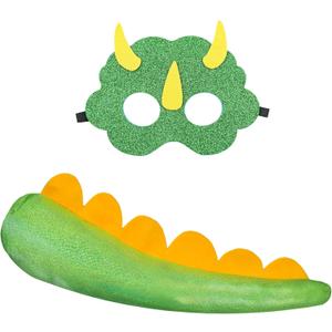 iROLEWIN Dragon Costume Dinosaur-Tail for Kids Triceratops Mask Toddler Dino Dress-Up Christmas Birthday Gifts Boys Girls 3+ (Green-1)