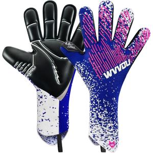 WVVOU Soccer Goalie Goalkeeper Gloves for Youth & Adult, Size 7-10, Enhanced Latex Palm Grip, Breathable Knitted Fabric, Suitable for Game & Training (Bluepink)