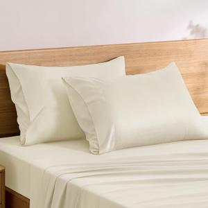 TOSMO Luxury Pillow Case Set of 2 - Cooling Viscose Derived from Bamboo - Oeko-TEX, Breathabl Silky Soft Pillow Cases with Envelope Closure (King / 20x36, Beige)