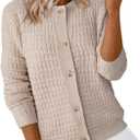 Dokotoo Ladies Knit Cardigan Sweater Long Sleeve Trendy Christmas Fashion Coats Open Front Button Down Shackets Christmas Tops for Women 2026,Smoke Gray, Size: Small