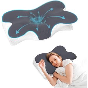 Cervical Neck Pillow for Sleeping, Side Sleeper Pillow for Neck Pain Relief, Contour Memory Foam Neck Support Pillows, Bed Pillow for Back Stomach Sleepers