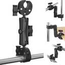 Super Double Clamp Mount Umbrella Camera Pole Clamp Holder,360 Magic Socket Arm Ball Head for Umbrella Chair Clip, Photo Studio Light Stand,Photo Boom Stand,Cross Bar,Stroller,Flag Holder Mount