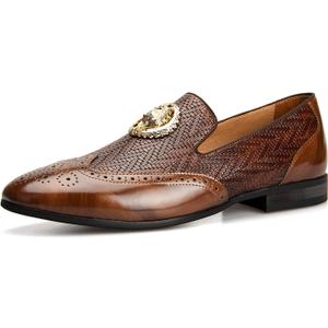 JITAI Men Loafers Men Fashion Loafers Wedding Shoes Loafers for Men Party Shoes, Brown/ 02, 9 US