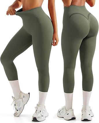 OMKAGI Smile Butt Lifting Workout Leggings for Women High Waisted Seamless Compression Yoga Pants XL