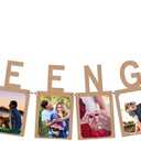 Engagement Banner, Engaged Party Decorations with Rope and Plastic Pin, Photo Banner for Engagement, Wedding, Valentines Day Party (Kraft Paper)