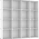 AWTATOS Cube Storage Organizer, 16 Cube Closet Organizer, Stackable Storage Cube Shelves, DIY Portable Closet Clothes Organizer Shelving for Bedroom, Closet, Wardrobe, Bathroom, White