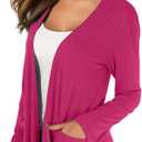 TownCat Cardigans for Women Loose Casual Long Sleeved Open Front Breathable Cardigans with Pocket (Rosered, M)