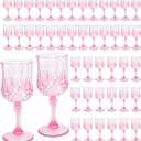 48 PCS Plastic Pink Wine Glasses, Plastic Goblets Pink Vintage Wine Glasses, Reusable Drinkware Vintage Champagne for Parties for Wedding Reception Grand Event Party, 7oz