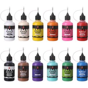 MUBYOK 1oz Matte Acrylic Paint Set with Precision Applicator Cap for Car Freshie Painting, Drawing and DIY Arts & Crafts Supplies for Adults(Pack of 12)