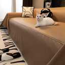 vctops Waterproof Thick PU Leather Sofa Covers for Sectional Sofa Luxury Couch Cover for Dogs Loveseat Covers Futon Cover L Shaped Cover Wipeable Couch Protector (Light Coffee,71"x51")