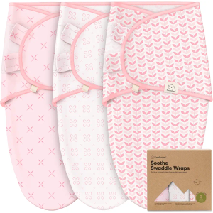 3-Pack Organic Baby Swaddle Sleep Sacks - Swaddles for Newborns, Infant 0-3 Months, Baby Girls, Boys, Soft & Snug Newborn Sleep Sack, Nursery Swaddling Blankets (Blossom)