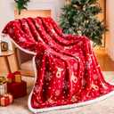 Ramees Christmas Throw Blanket, Christmas Decorations Blankets and Throws, Fuzzy Cozy Soft Warm Fleece Sherpa Winter Holiday Blanket for Bed Couch Sofa Reindeer Snowflakes