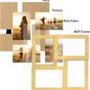4x6 Collage Picture Frame with Real Glass, 4 Opening Wooden Photo Collage Frame with Stand, Family Multi Picture Frame for Wall or Tabletop Display, 4 Photo Gallery Frame for Home Decor, Gold