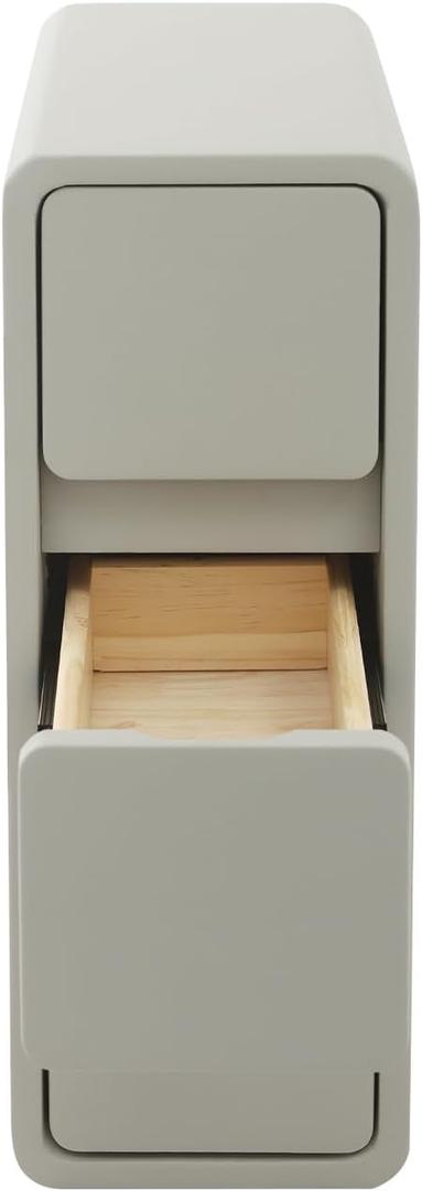 16x8x23in Modern Bedside Cabinet, Solid Wood Small Narrow Nightstand with 3 Darwers, Bedside Table End Sofa Side Table for Bedrooms Living Room, Easy Clean (Light Grey)