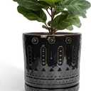 Ceramic Pots for Plants - 12 Inch Large Planter with Drainage Hole and Saucer, Ceramic Flower Pots for Indoor Outdoor, Boho Round Planter, Patio Decor, Gifts for Plant Lover, Black