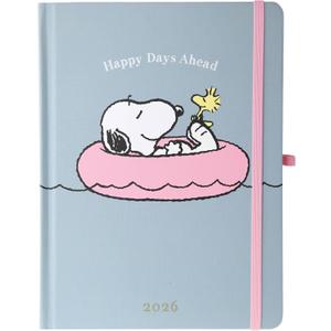 July 2025 Dec. 2026 Planner by Graphique, Weekly and Monthly Planner, 18 Months Calendar, Hardcover, Peanuts Pink Floatie, 6 x 8