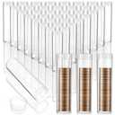 Afcabakila 40 Pack Coin Storage Tubes with Screw-On Lid, Clear Round Plastic Coin Holder Organizer for Collection Supplies and Bank Rolls