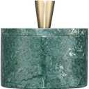 Queenza Marble Salt Cellar with Lid and Brass Knob (Green)