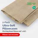 King Pillow Cases Set of 2 - Ultra Soft Hotel Quality Pillowcase Covers - Comfy, Cozy & Wrinkle Free - Shrinkage and Fade Resistant - Machine Washable Pillow Protectors - 2 Piece Set - Heathered Tan