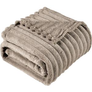 BOURINA Flannel Fleece Throw Blanket Lightweight Cozy Plush Microfiber Fleece Throw,Beige 50x60 inches