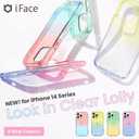 iFace Ombre Clear Case with Grip for iPhone 14 Pro (6.1") [Look in Lolly Series] Shockproof Transparent Gradient Color Protective Cover [Drop Tested] [Wireless Charging Compatible] - Lemon Sapphire
