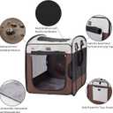 DONORO Dog Kennels and Crates for Medium Dogs, Portable Pop Up Indoor Pet Cage with Sturdy Wire Frame, Collapsible Travel Crate Soft Sided Cat Bag Escape Proof (Brown, 32.0" L x 21.0" W x 26.0" H)