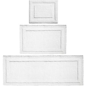 mDesign Microfiber Bath Mat Set - 3 Piece Bathroom Rugs - Non-Slip Floor Mats for After Bath, Shower - Water Absorbent, Machine Washable Bathroom Carpet Rugs - Hydra Collection, Set of 3, Bright White