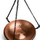 Monarch Abode Pure Copper Hand Hammered Hanging Bird Bath and Feeder w/ Iron Chain, 17-inch Detachable Iron Chain Outdoor Birdbath and Birdfeeder for Garden Backyard Patio & Deck, Bird Water Feeder
