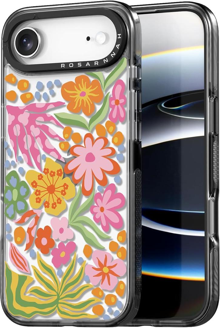 for iPhone Air Case Cute - Durable Shockproof 6.6 ft Drop Impact Phone Case - Funny Passion Flower Design for iPhone 17 Air (6.5") Black