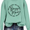Boy Mom Sweatshirt for Women Long Sleeve Boy Mom Shirt Funny Graphic Mama Sweatshirt Gifts for Christmas (X-Large, Light Green)