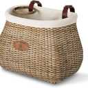 GRANNY SAYS Bike Basket Front, Natural Rattan Wicker Bike Baskets, Bicycle Basket with Cup Holder, Handmade Woven Bike Baskets for Women and Men, Storage Basket for Beach Cruisers, Ebikes (Brown)