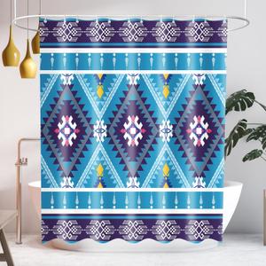 SASTYBALE Boho Farmhouse Shower Curtain, Water Resistant Vintage Fabric Bathroom Curtains, Machine Washable Country Abstract Style for Bathtub Decor with 12 Hooks, 72x72 Inch