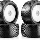 1/8 RC Off Road Racing Truck Tires And Wheels 17mm Hex Rubber Buggy Tyres OD 140mm For 1:8 Scale Monster Truck Car Arrma Typhon 6S Talion 4WD HPI HSP BAZOOKA CAMPER Kyosho TRAXXAS 4PCS (White)