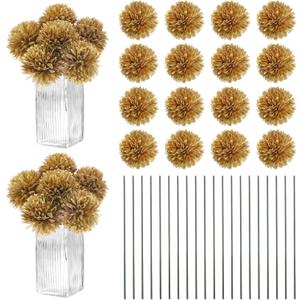30-Pack Artificial Chrysanthemum Ball Flowers,11 Inch Faux Chrysanthemum Silk Bouquets Real Touch Faux Flowers for Home/Wedding/Christmas/Party[Gold]
