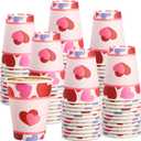 50 Pcs Valentine's Day Paper Cups 12 oz Valentines Coffee Cups Disposable Heart Paper Cup Hot Chocolate Tea Drinkware for Galentine's Day Party Coffee Bar Supplies(Vivid)